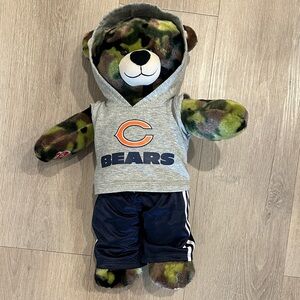 Build-A-Bear Camo Plush with Gray Hoodie and Navy Shorts